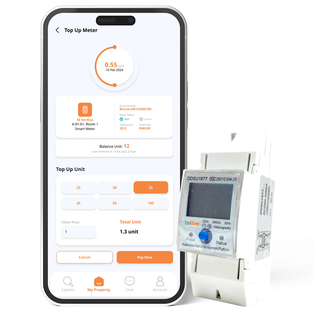 BeLive smart meter and TopUp app on a mobile device